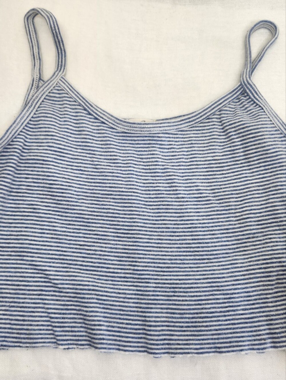 John Galt Womens Blue White Striped Crop Tank Top